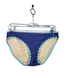 Down East Basics Medium Swim Bikini Bottoms High Waist Navy Blue Printed Bottoms